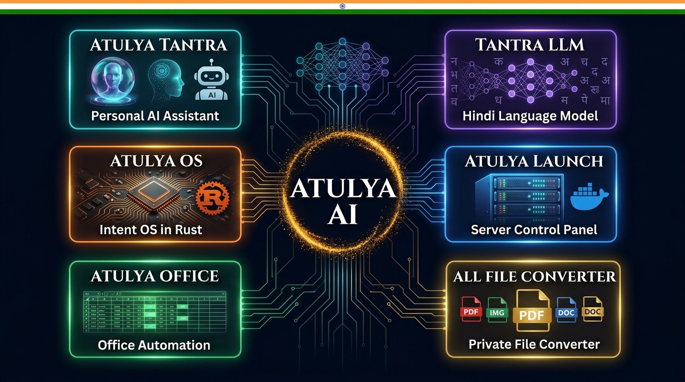 Atulya AI — Full Ecosystem: Tantra, LLM, OS, Launch, Office, Converter