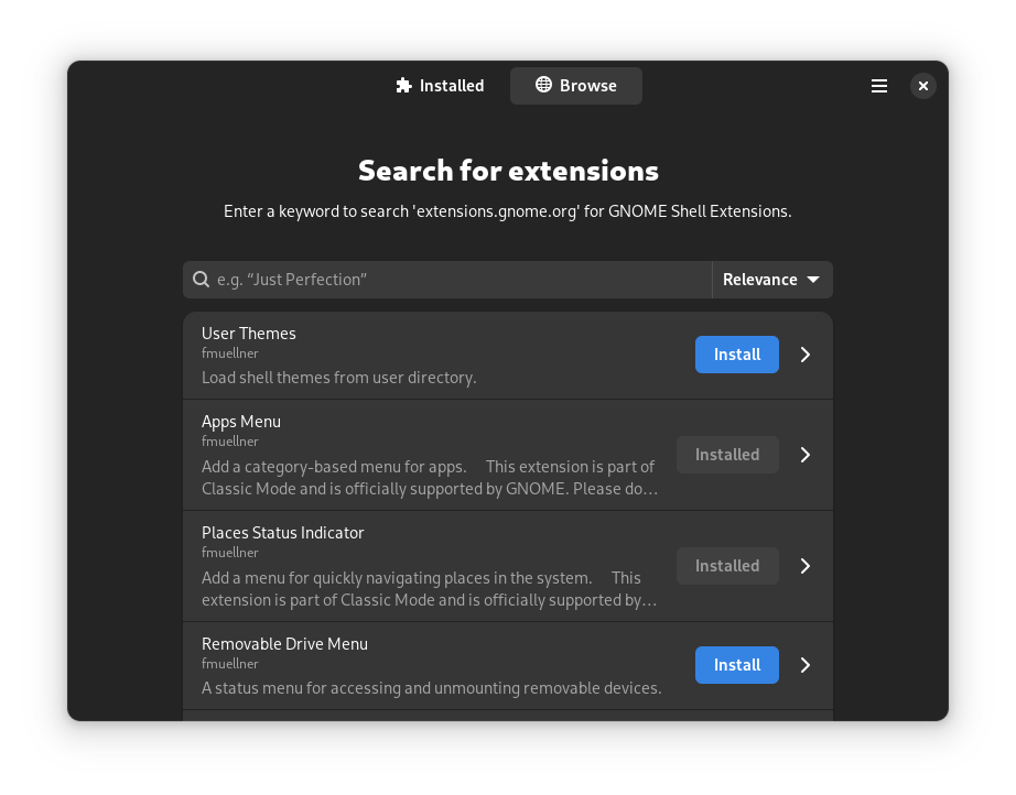 Screenshot of the main GUI (dark mode)