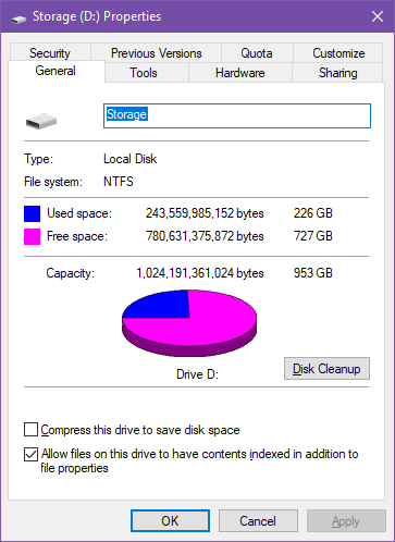 Real Disk Pie Chart drive properties screenshot