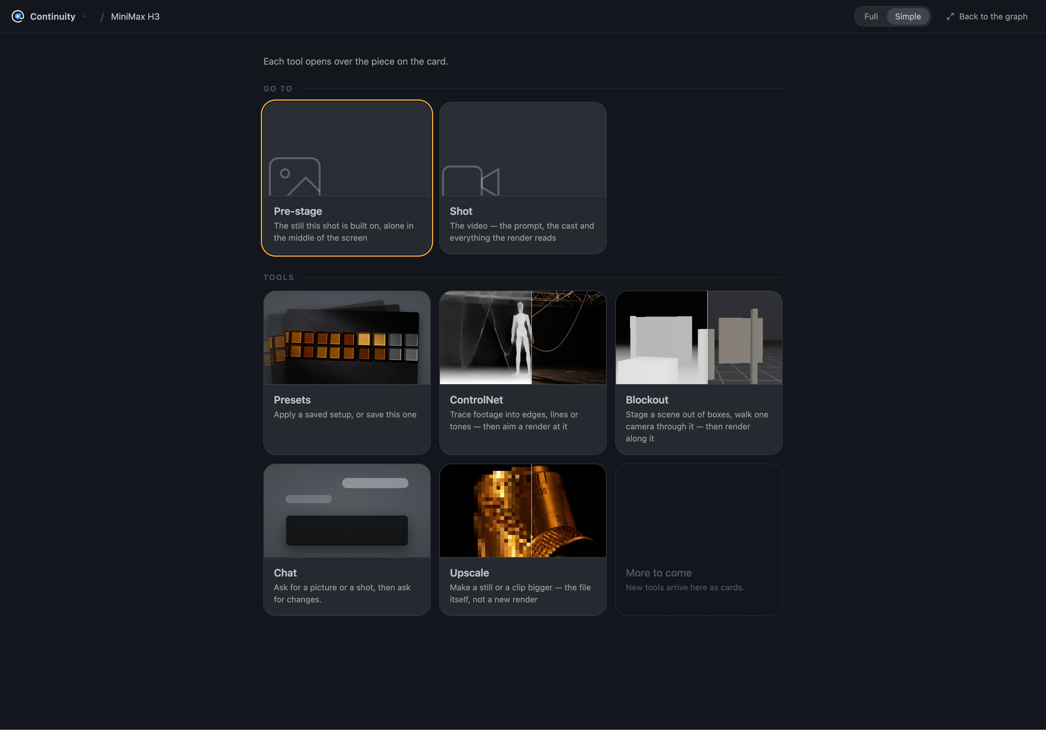 The tool dashboard