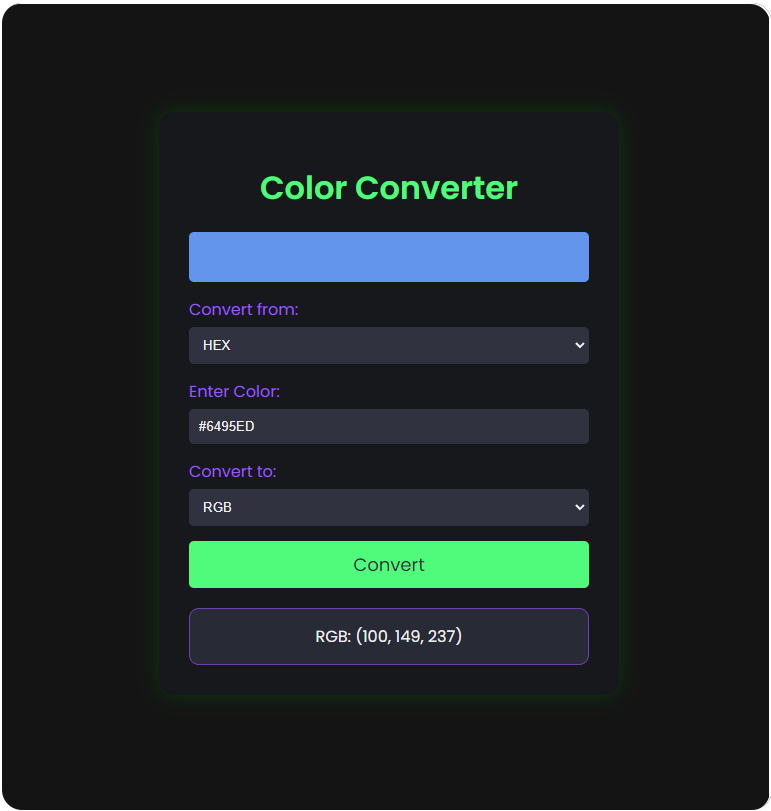 color code converter tool using html, css and... GitHub - audriuxsmik/color-converter: Simple color converter with ...
