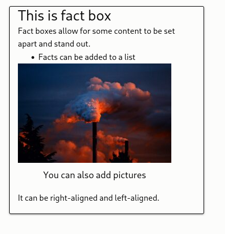 Screenshot of a factbox