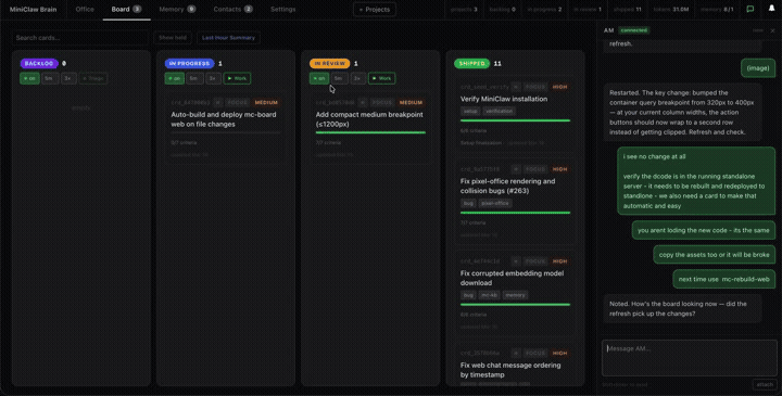 MiniClaw OS — dogfooding demo