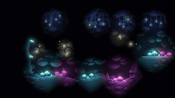 Animated glowing cave
