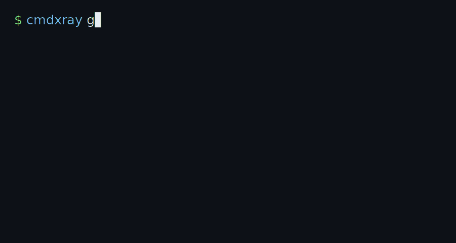 cmdxray annotating a command in the terminal