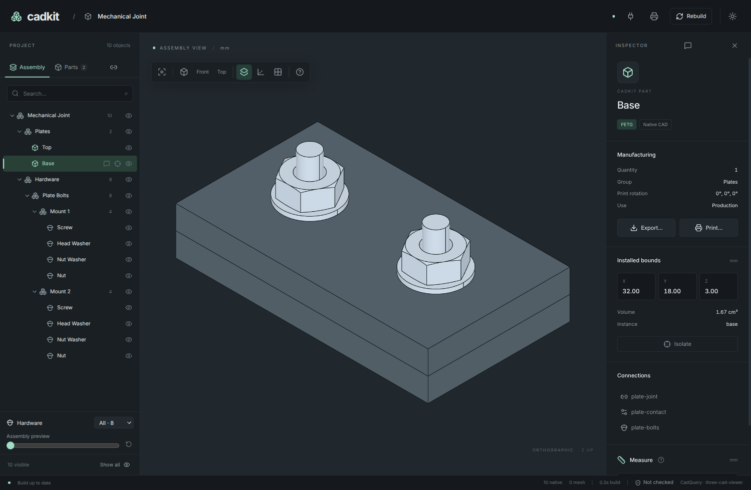 CadKit desktop showing a CAD model