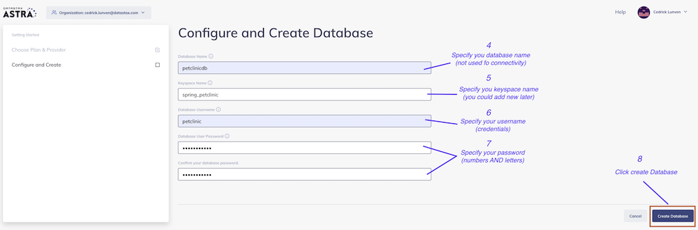 Astra Database Creation Form