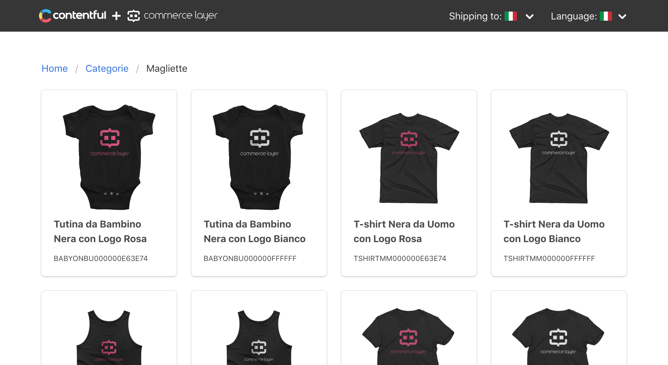 Contentful + Commerce Layer (IT catalogue)