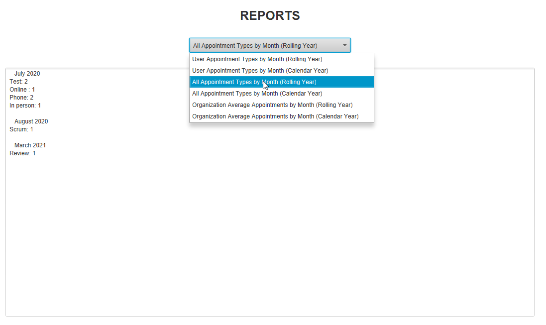 Reports Screen