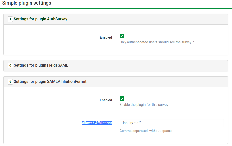 Plugin settings