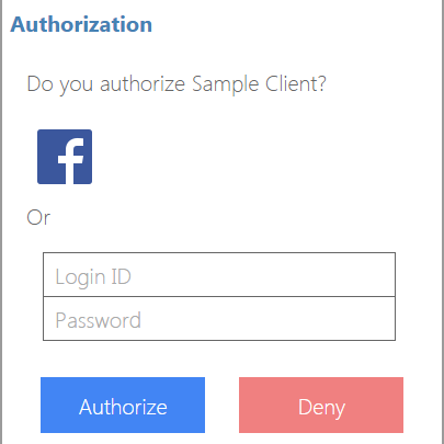 Authorization UI with SNS icons