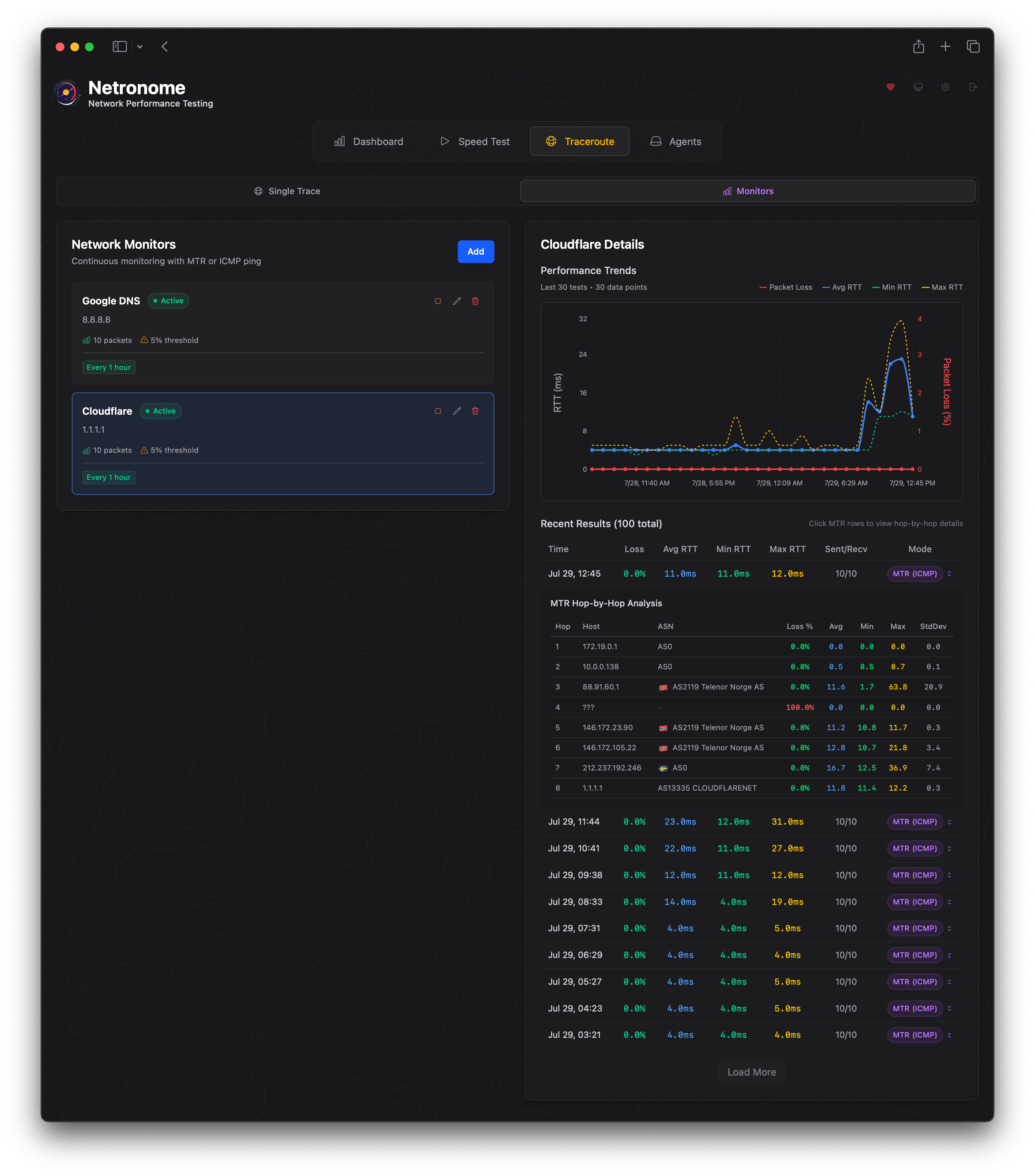 Network Diagnostics Interface