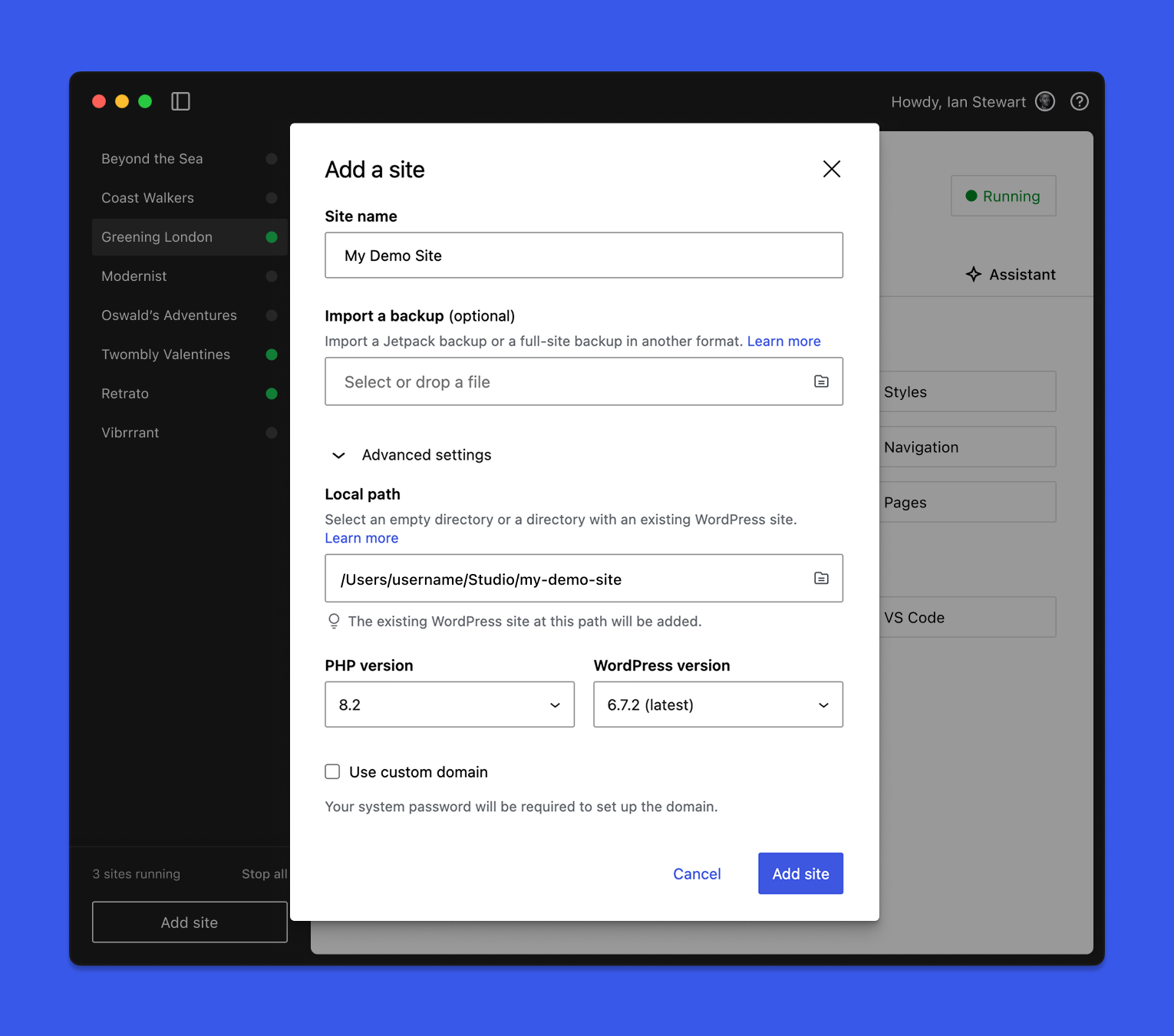 WordPress Studio - Powered by Playground