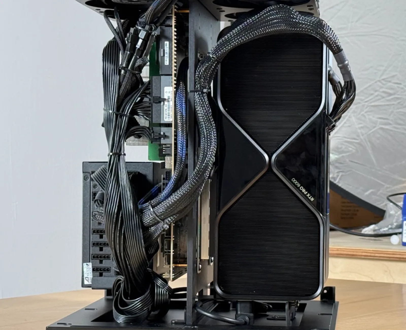 Cable routing down the side of the frame