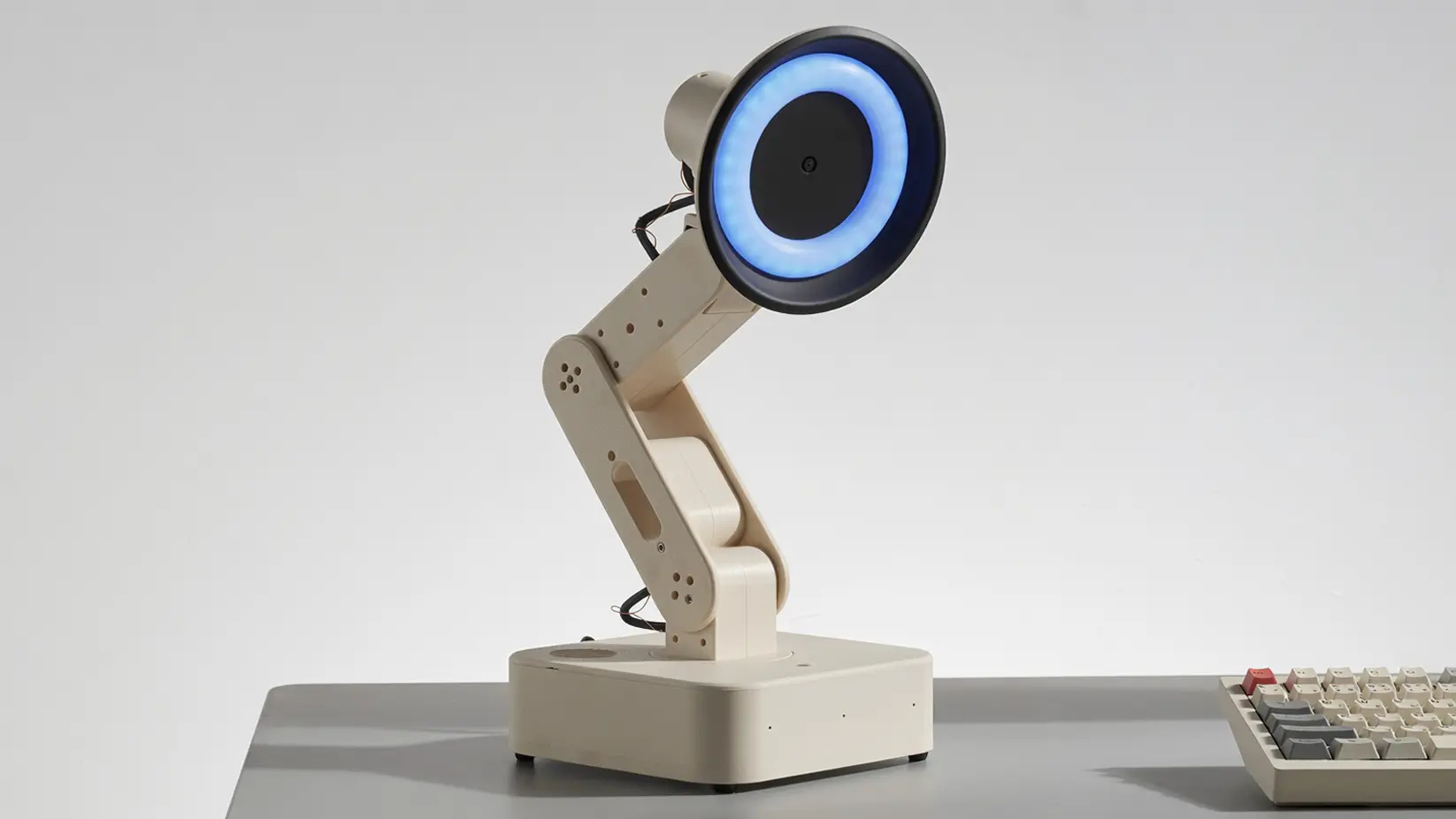 Autonomous Lamp on a desk, ring lit