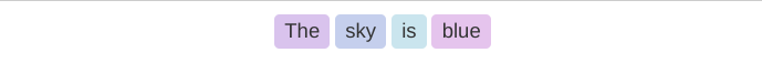 screenshot of the "The sky is blue" tokenization