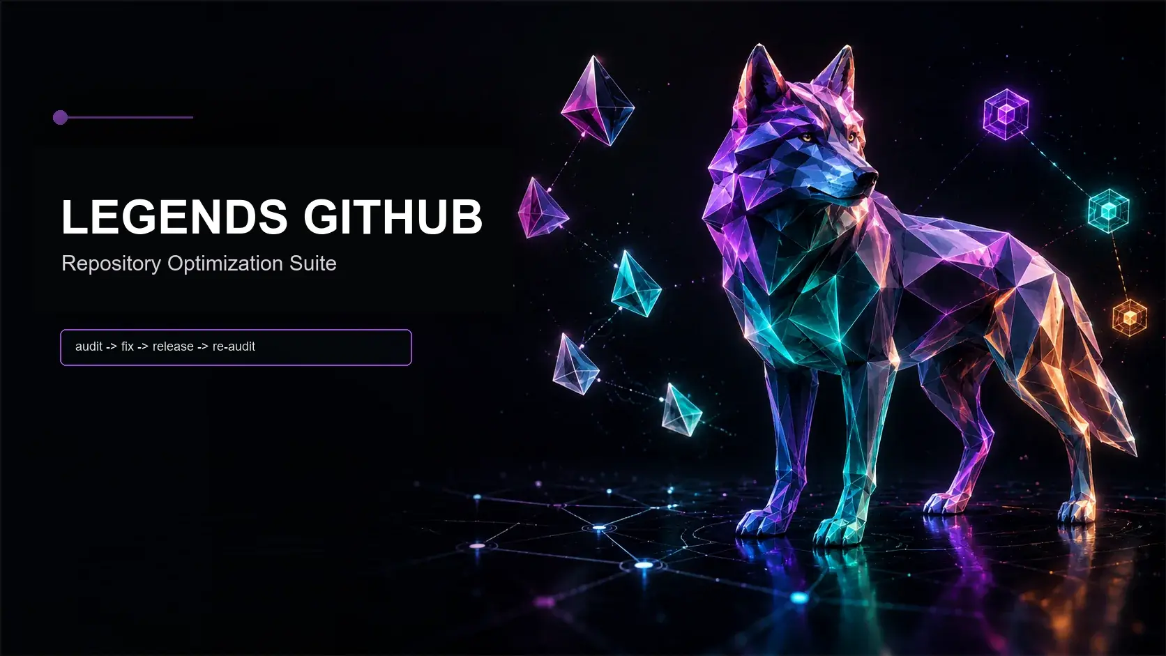 Legends GitHub installer showing splash screen, skill installation, DataForSEO and KIE.ai setup, and available commands