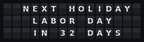Public Holidays — Flap wall 3 × 15