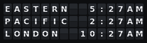 World Clock — Flap wall 3 × 15