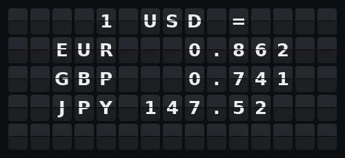 Exchange Rates — Flap wall 5 × 15