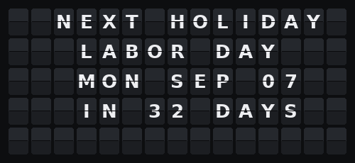 Public Holidays — Flap wall 5 × 15