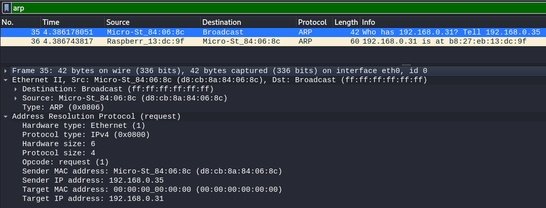 ARP request wireshart
