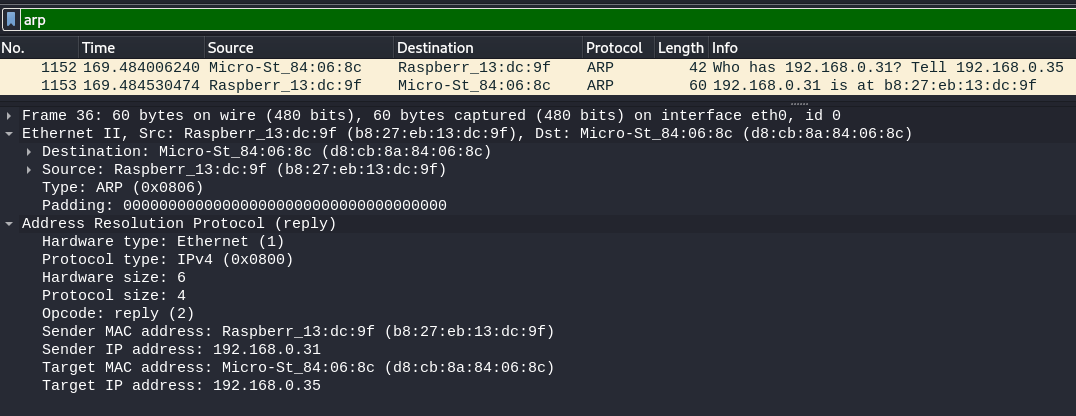 ARP response wireshart