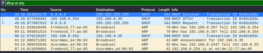 LAN HTTP DHCP then ARP