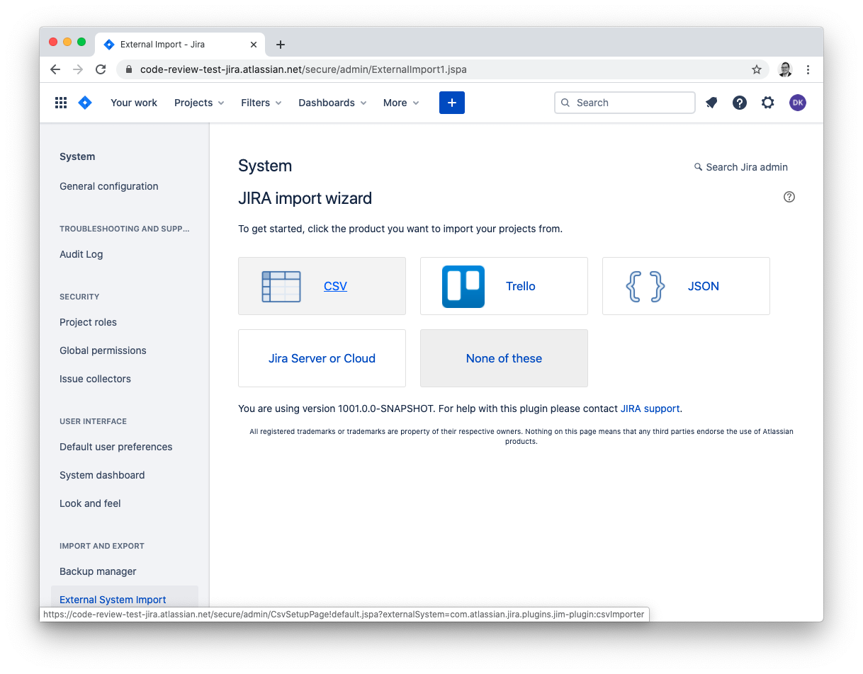 JIRA: import issues from a CSV file