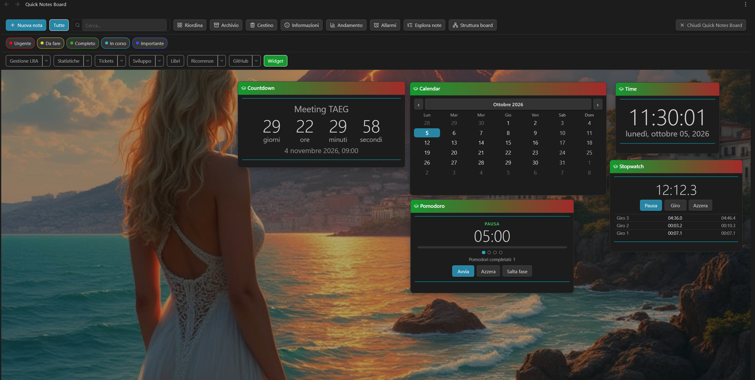Note widgets screenshot