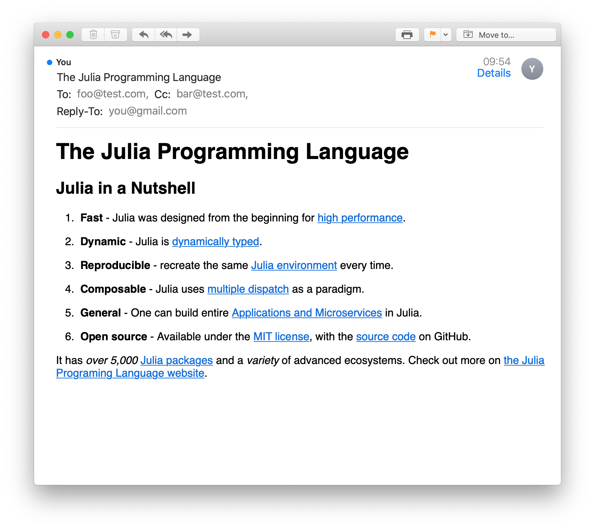 Message on the Julia Programming Language