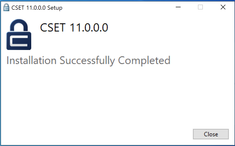 Setup successful dialog