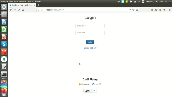 Firebase based Auth with AvionDB