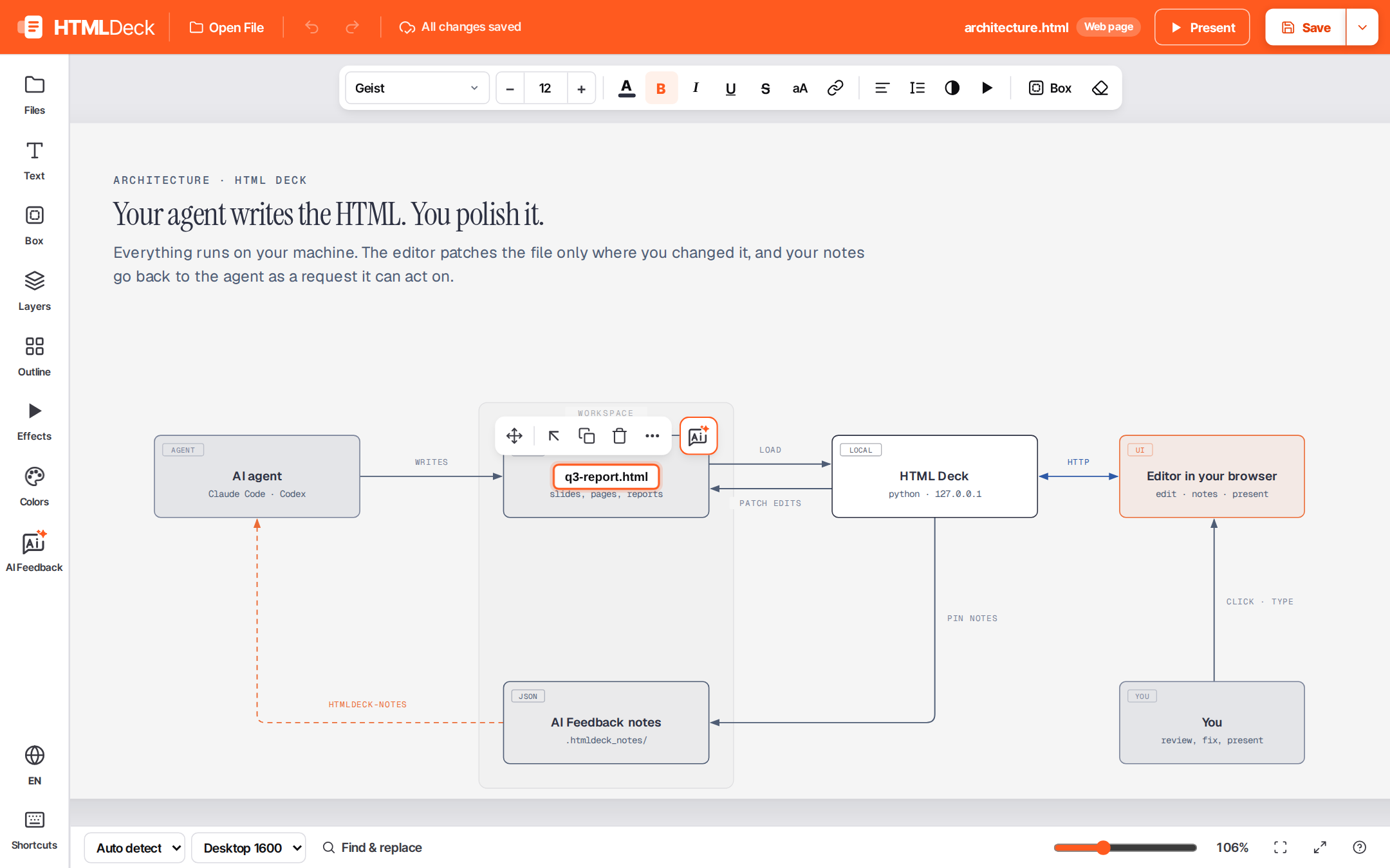 Retyping a label inside an SVG architecture diagram