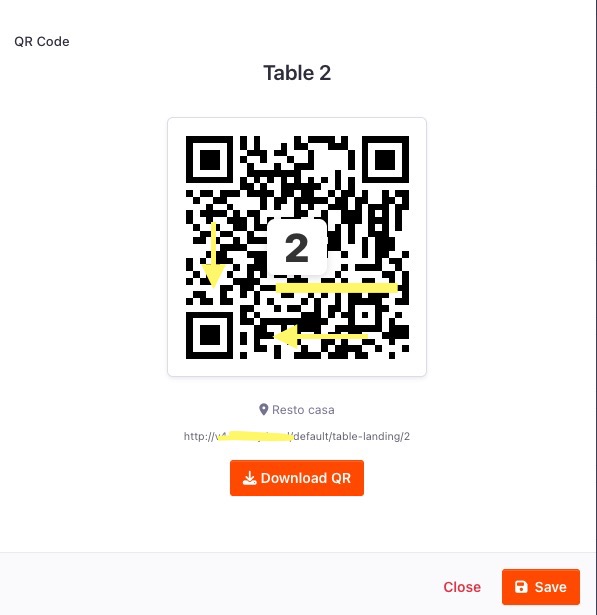 Table Order screen 1
