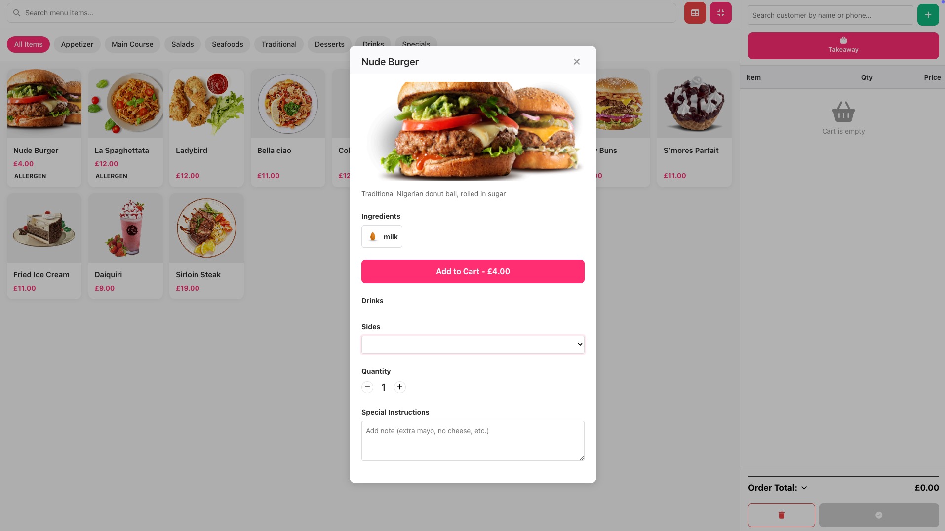 Takeaway screen 1