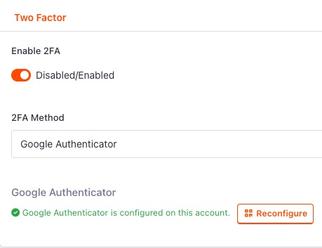Login page with 2FA challenge