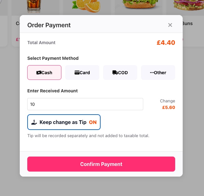 Waiter screen 1
