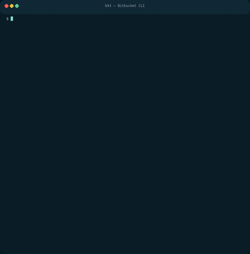 Recorded terminal: brew install avivsinai/tap/bitbucket-cli, then bkt --help