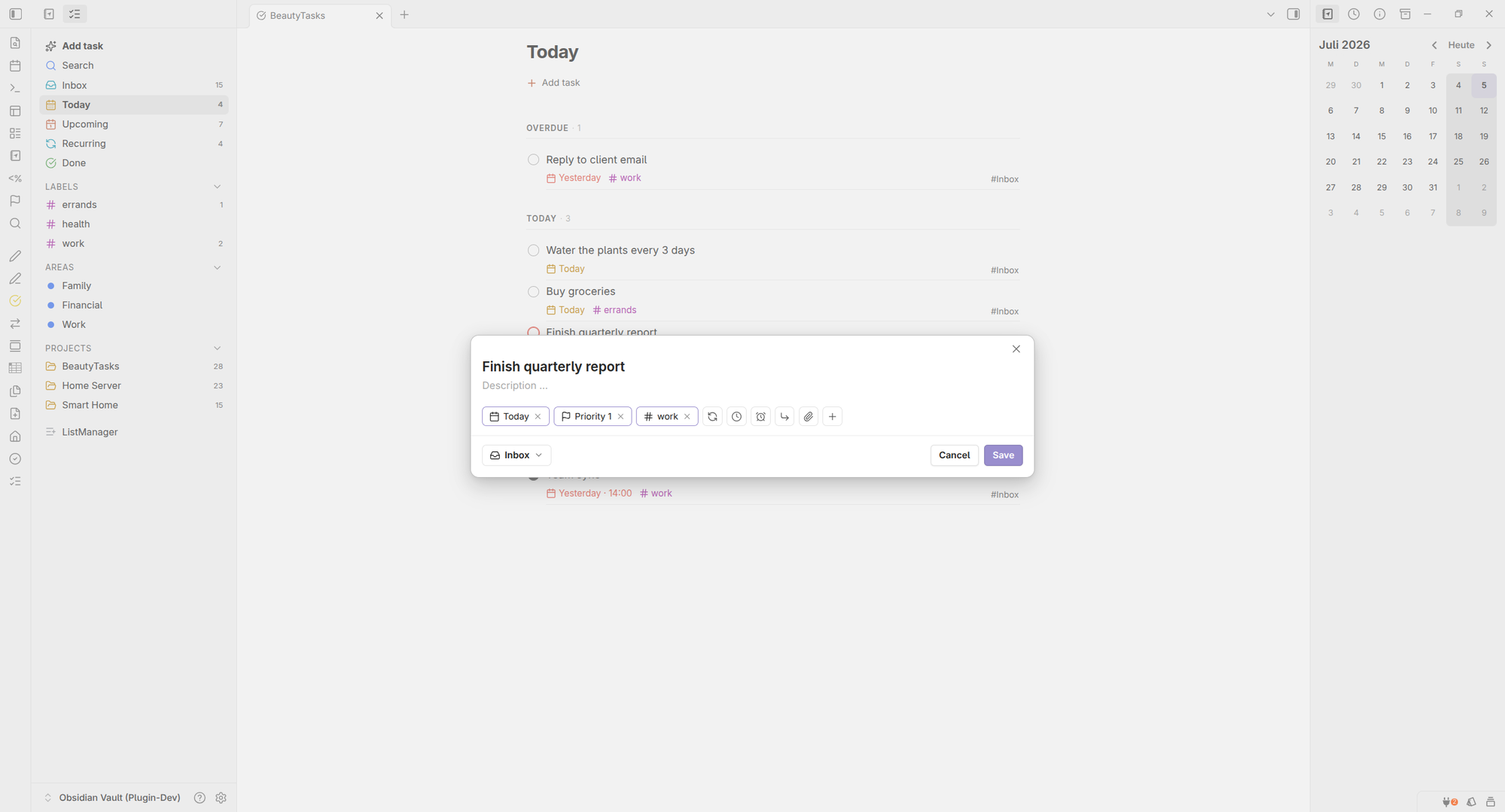 BeautyTasks task editor