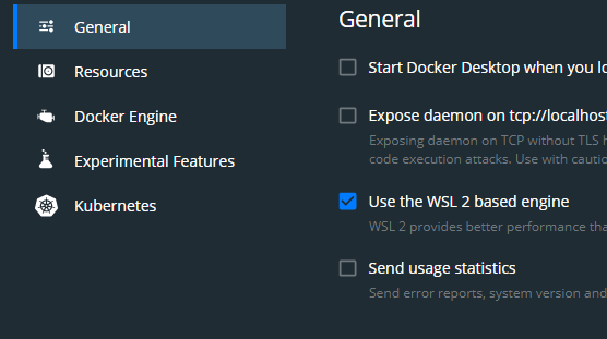 Use the WSL2 based engine