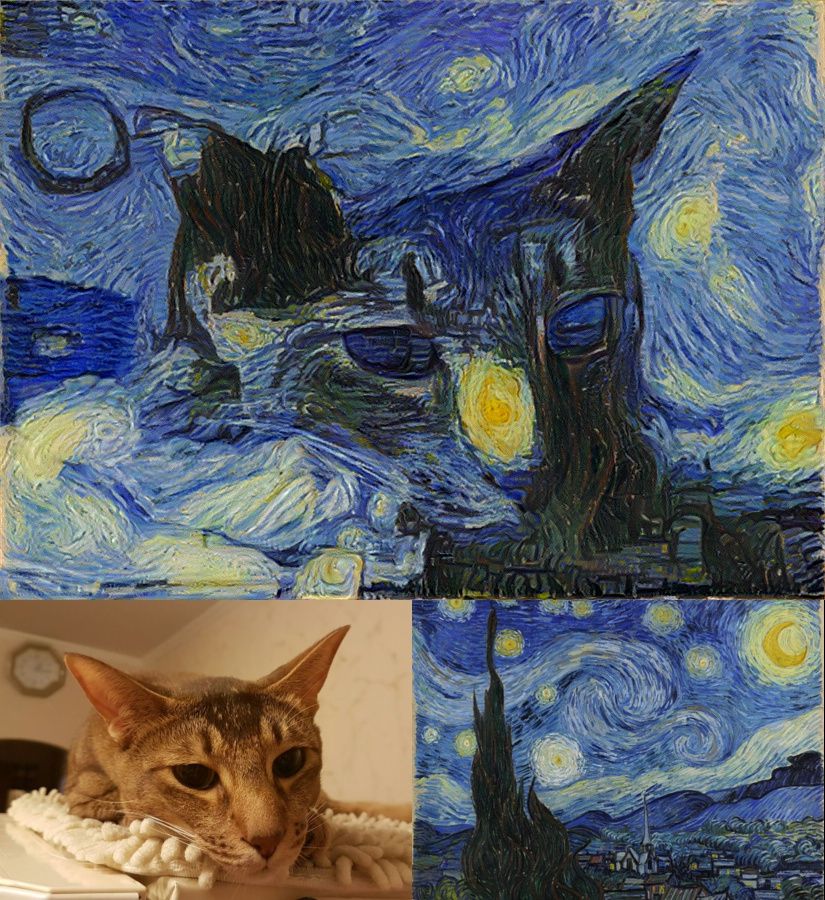 Collage: Starry Night Cat