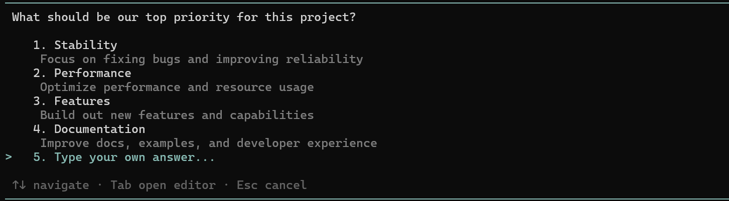 Single select question