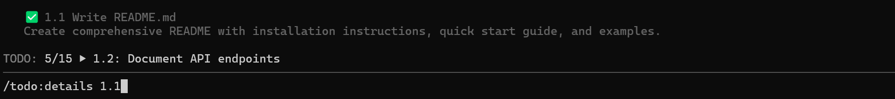 todo details command