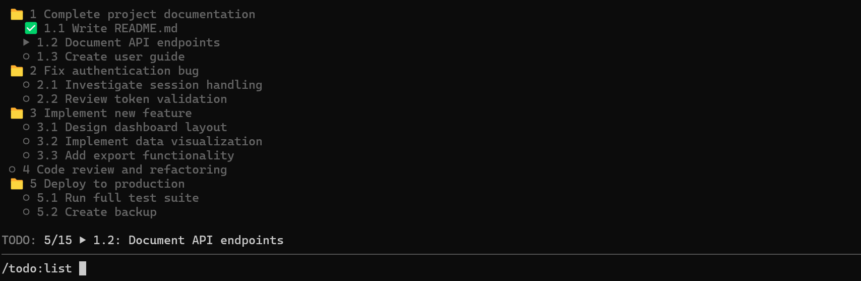 todo list command