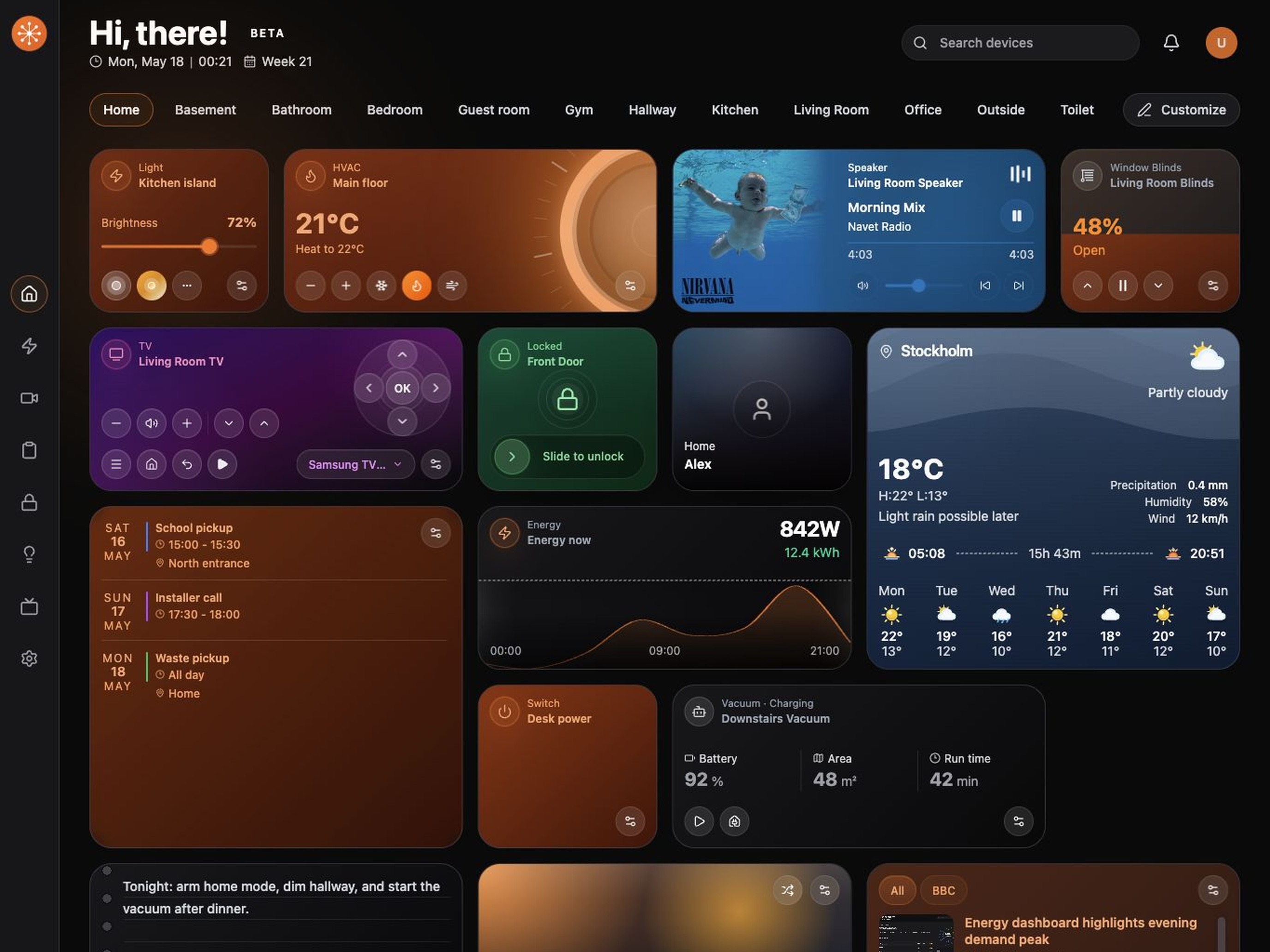 Navet home dashboard on an iPad