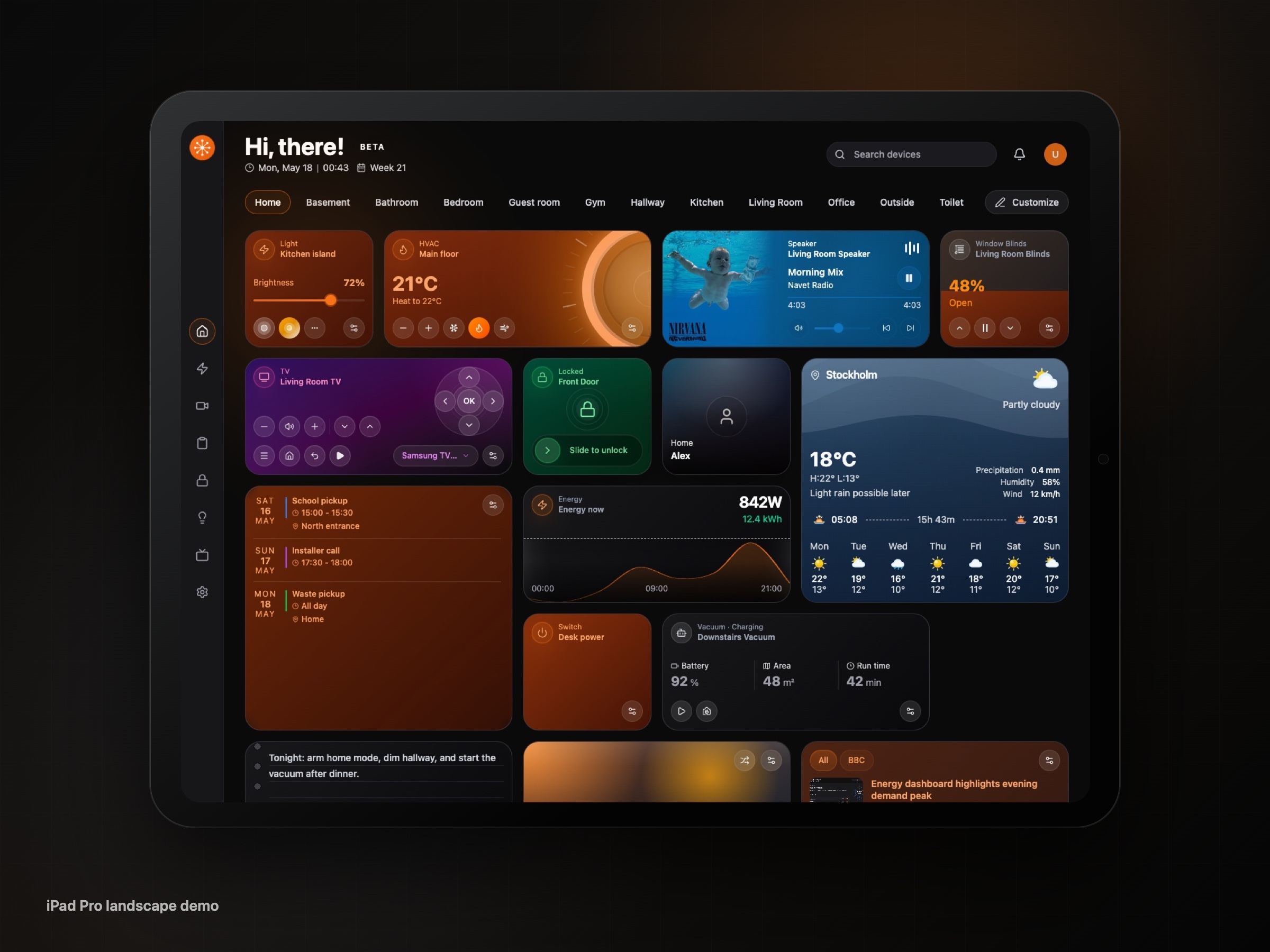 Navet dashboard running on an iPad