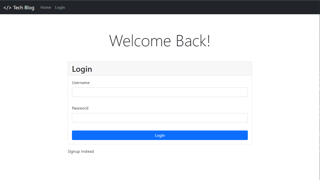 Login page