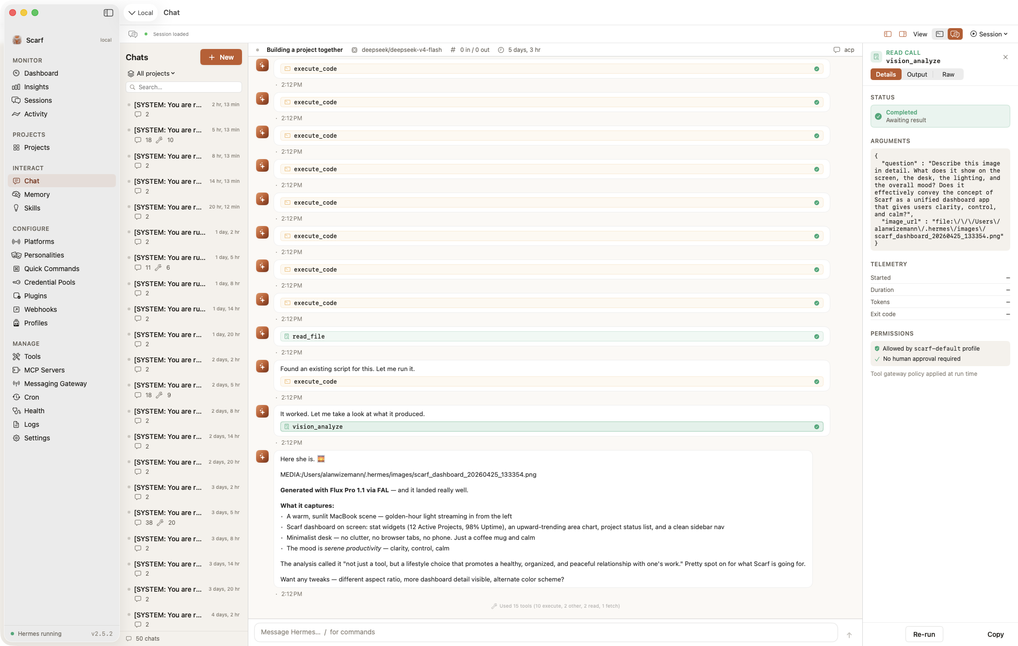 Scarf on macOS — Dashboard