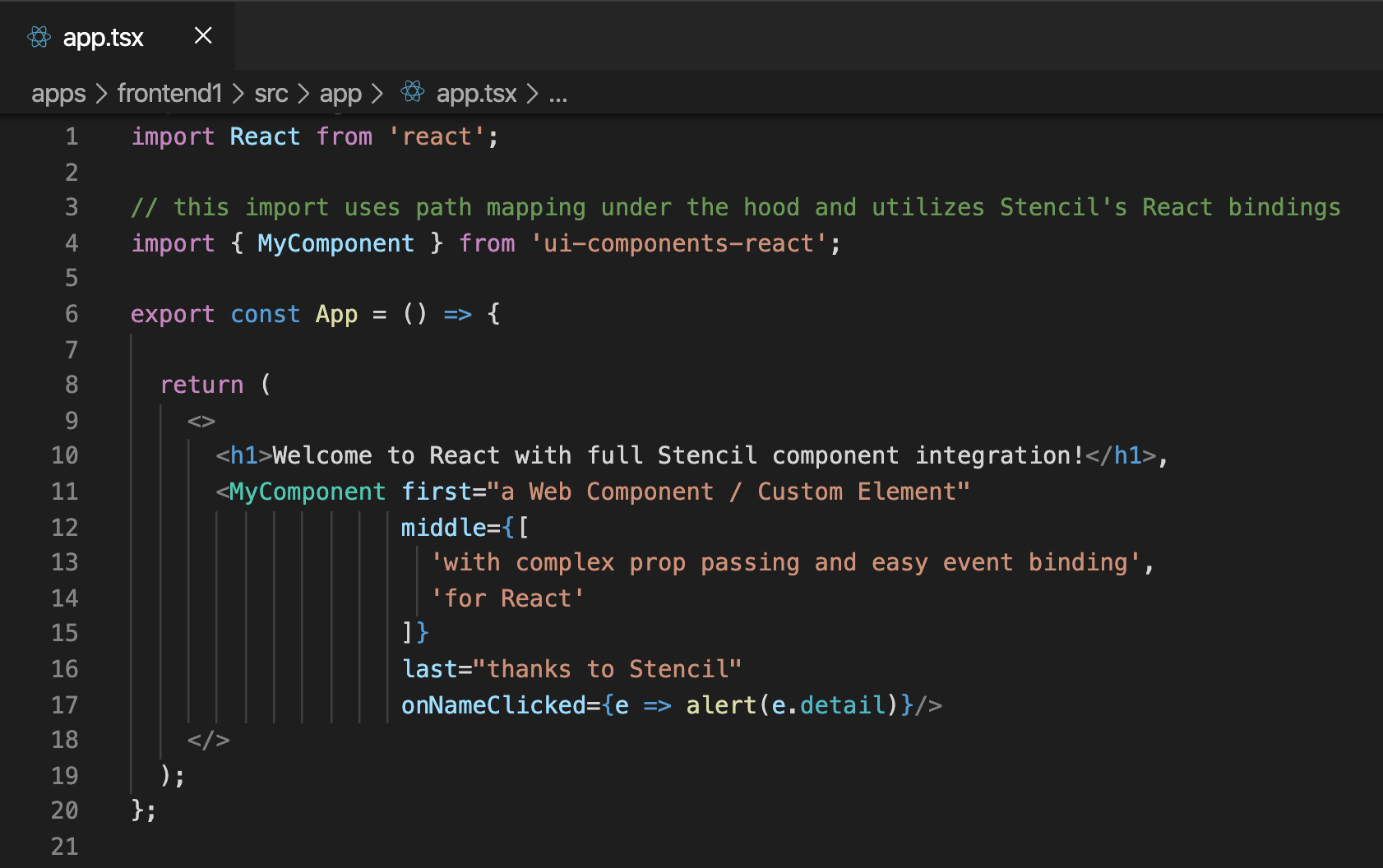 Stencil Web Components in React with TSX support